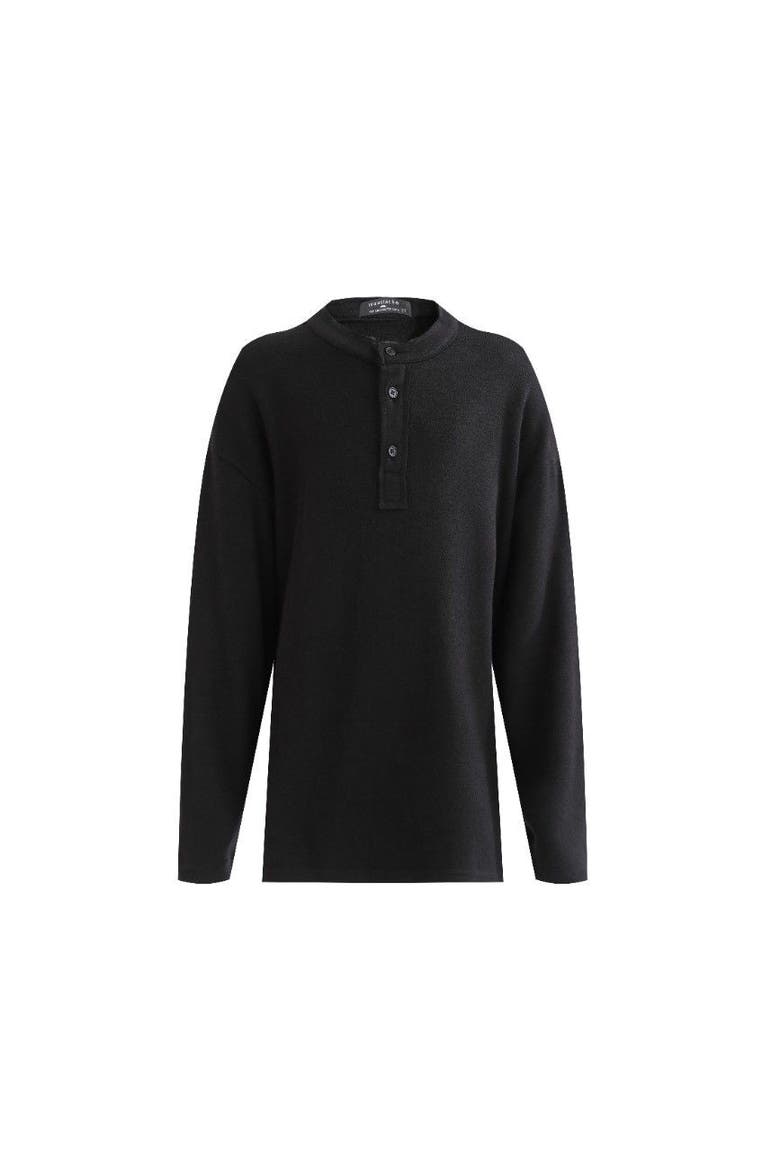 Three-Button Henley Top, Main, color, Black