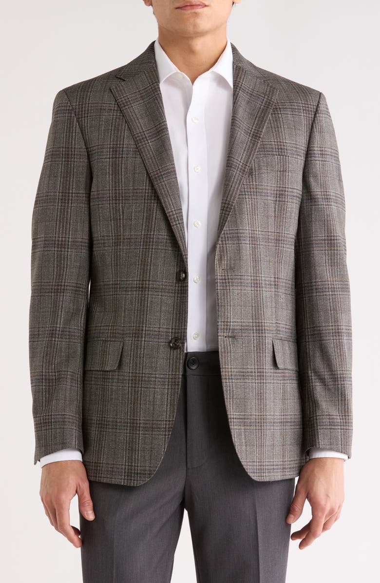 Tommy Hilfiger Plaid Notch Lapel Sport Coat, Main, color, Taupe/ Brown