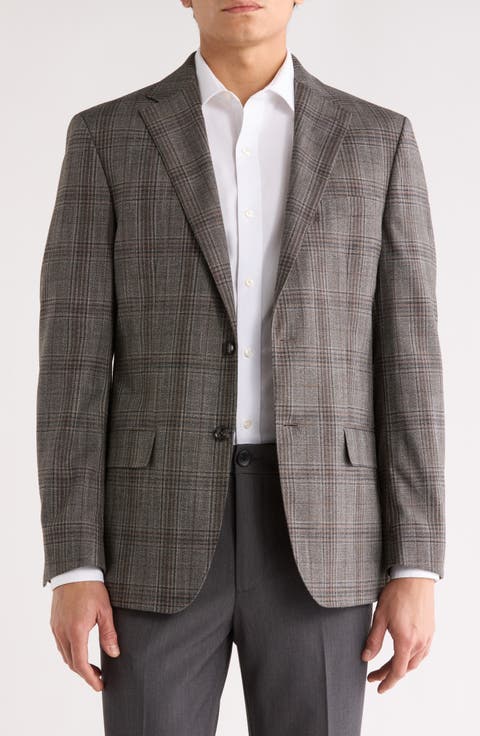 Plaid Notch Lapel Sport Coat (Short, Regular & Long)