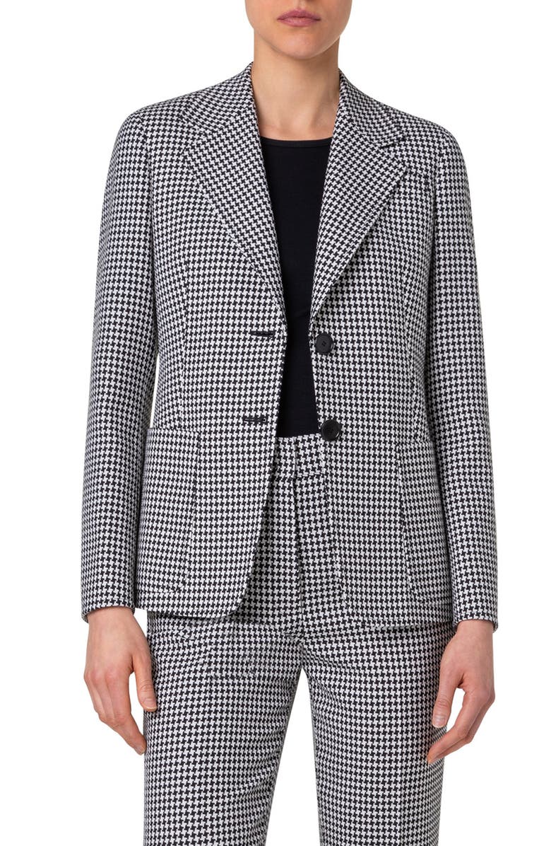 Akris punto Houndstooth Blazer, Main, color, Black-Cream
