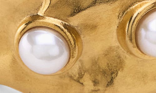 Monica Vinader Capri Triple Freshwater Pearl Stacking Ring In Gold