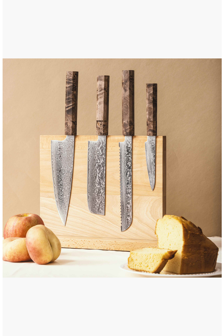 Kumo Knife Set with Knife Block, Alternate, color, Stabilized Maple