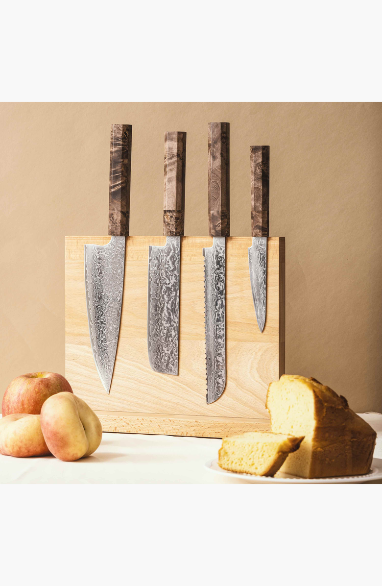 Italic Kumo Knife Set with Knife Block, Alternate, color, Stabilized Maple