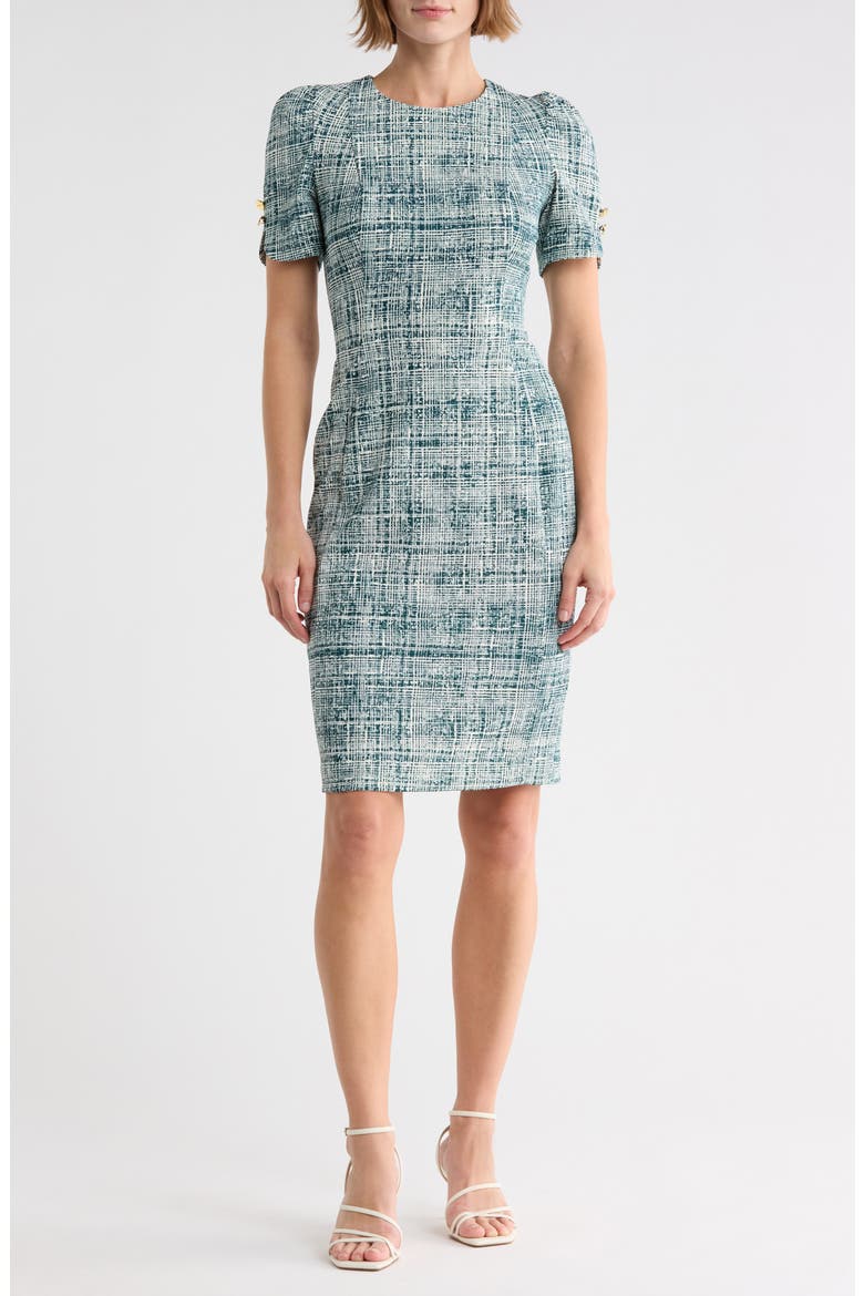Short Sleeve Sheath Dress, Main, color, MALACHTE/ C