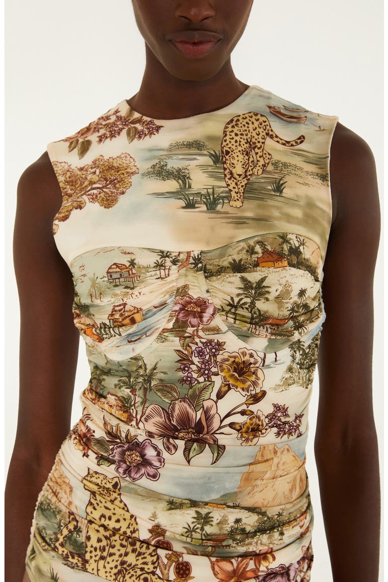 Toile de Rio Ruched Sleeveless Top, Alternate, color, TOILE DE RIO OFF-WHI