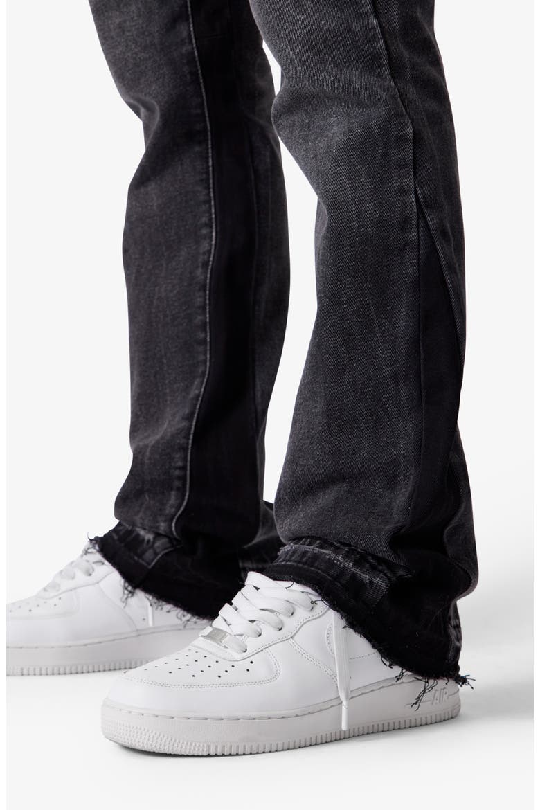 B484 Distressed Hem Flare Jeans, Alternate, color, VINTAGE BLACK