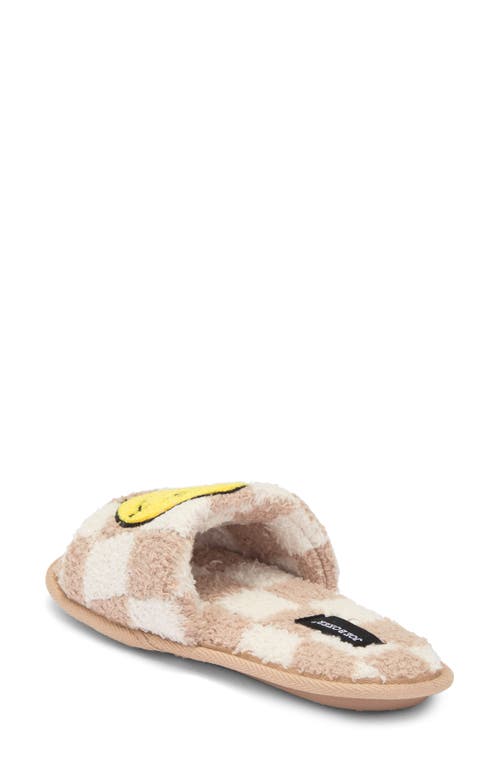 Joe Boxer Faux Fur Happy Face Slide Slipper
