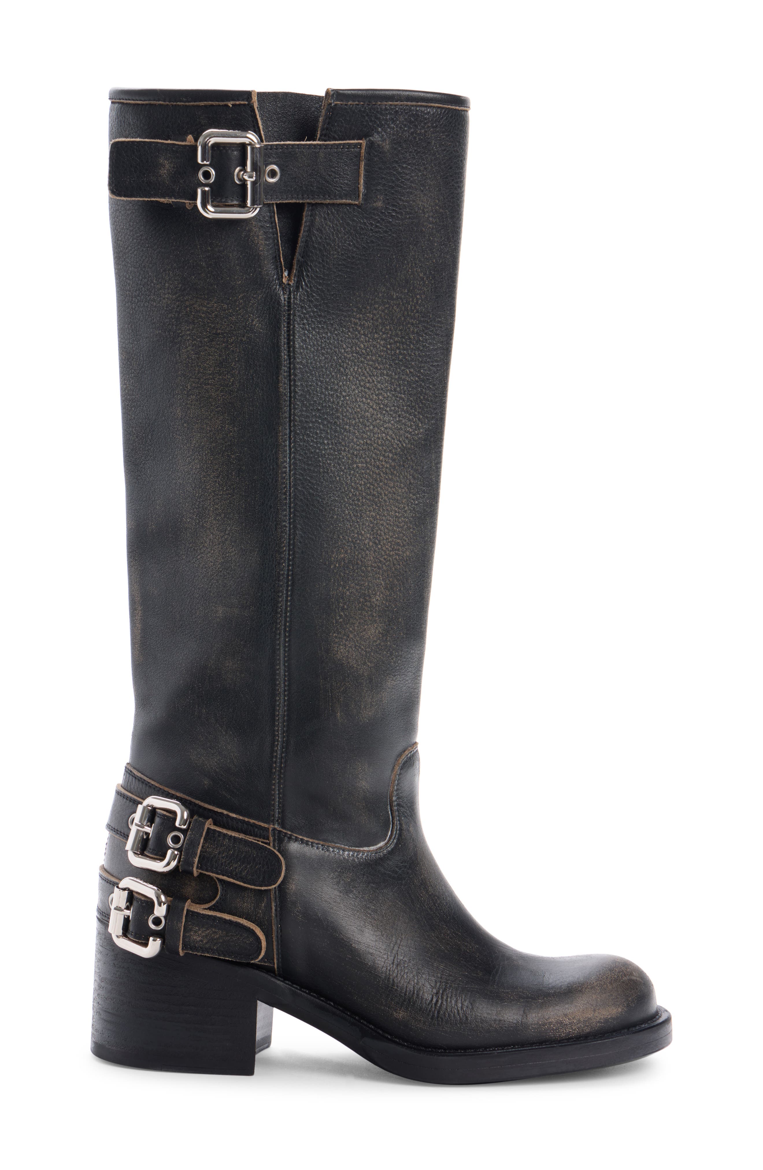 Chloé Dakota Biker Tall Boot, Alternate, color, Black