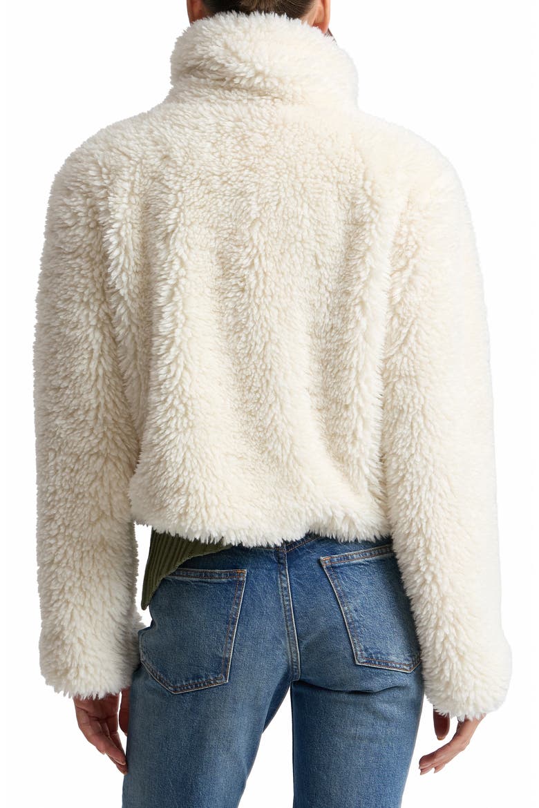 Crop Faux Shearling Zip Jacket, Alternate, color, CREAM