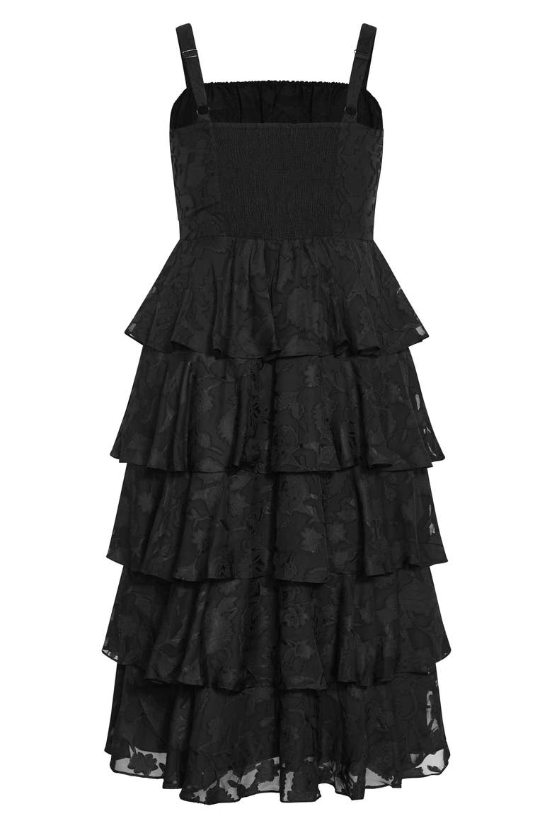 Daniela Tiered Ruffle Sleeveless Midi Dress, Alternate, color, BLACK
