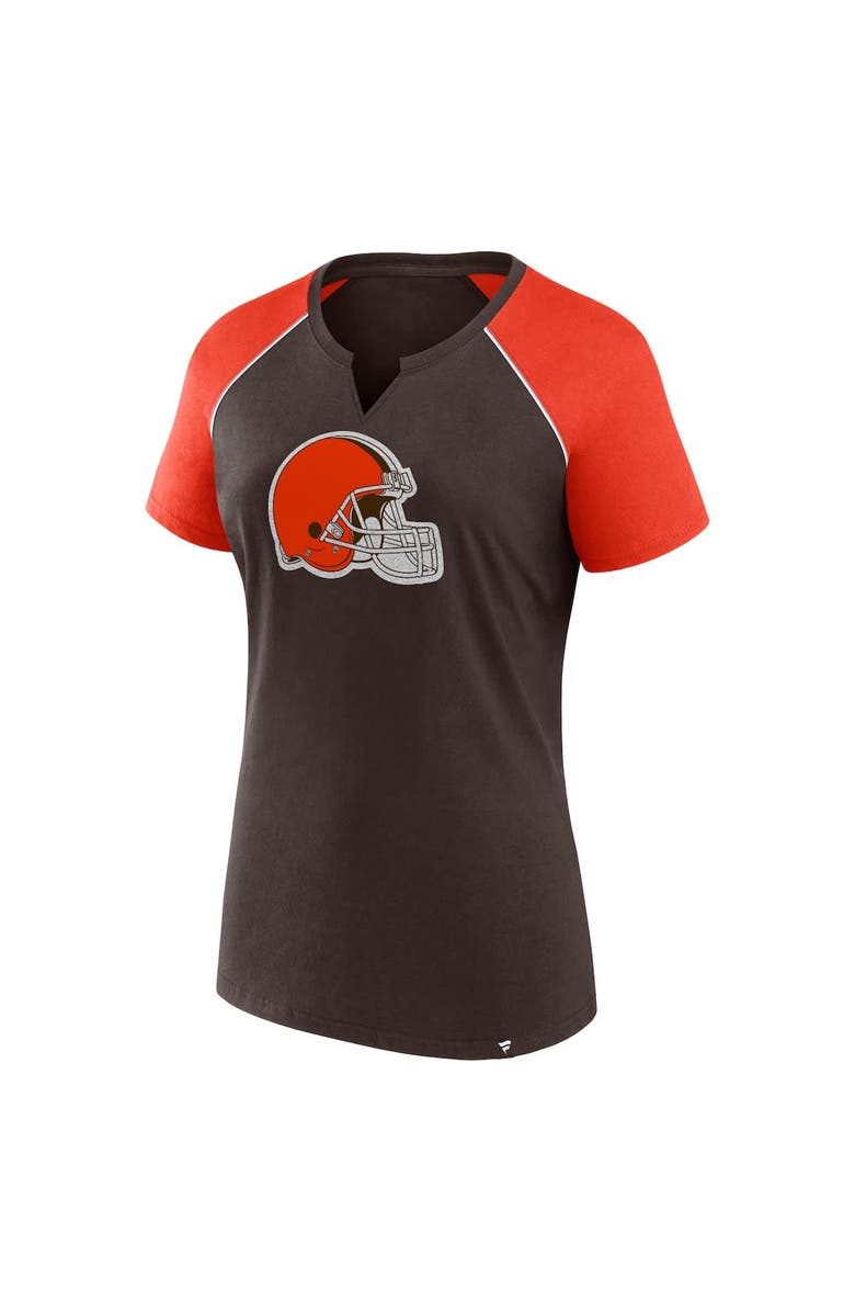 FANATICS Women's Fanatics Brown/Orange Cleveland Browns Glittered Primary Raglan T-Shirt, Alternate, color, Brown