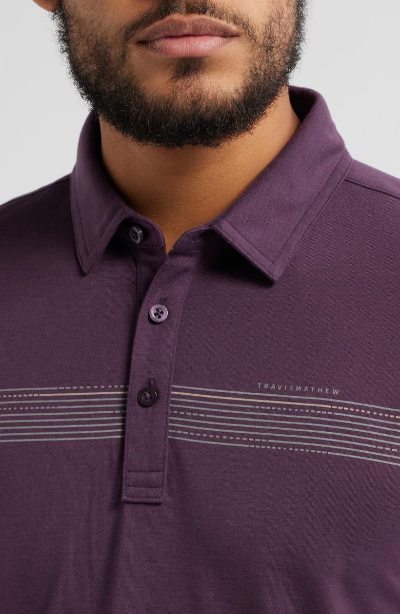 TravisMathew Coast Charted Chest Stripe Piqué Polo, Alternate, color, Plum