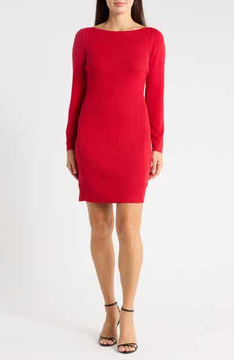 Delphina Braid Detail Long Sleeve Cotton Blend Sweater Minidress