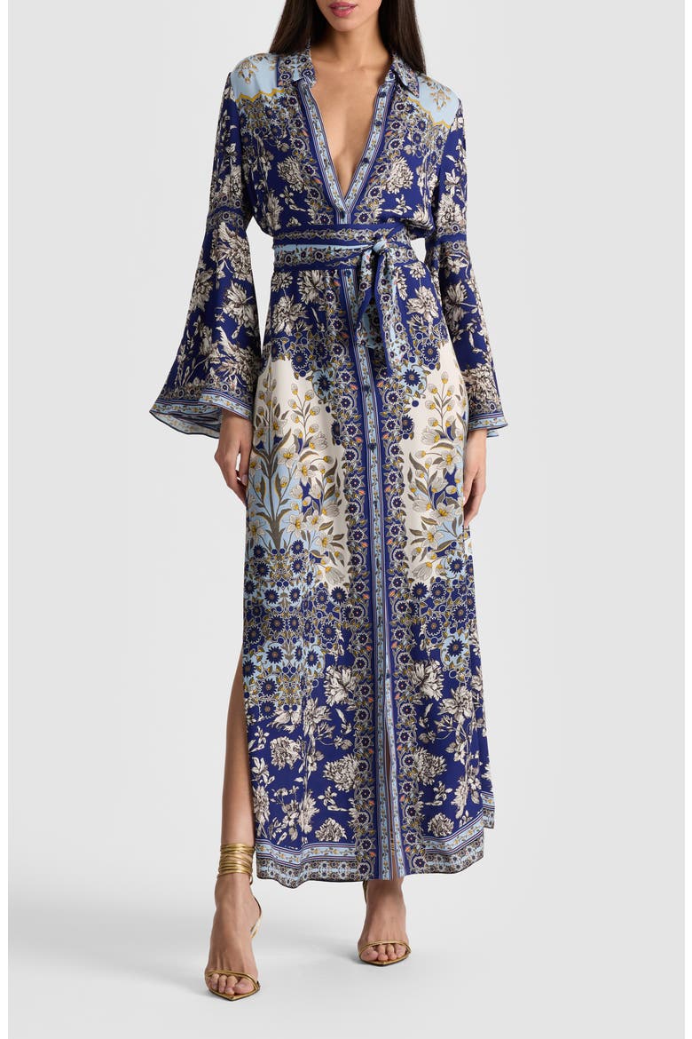 Chassidy Mixed Tapestry Print Long Sleeve Maxi Shirtdress, Main, color, FOREVERMORE