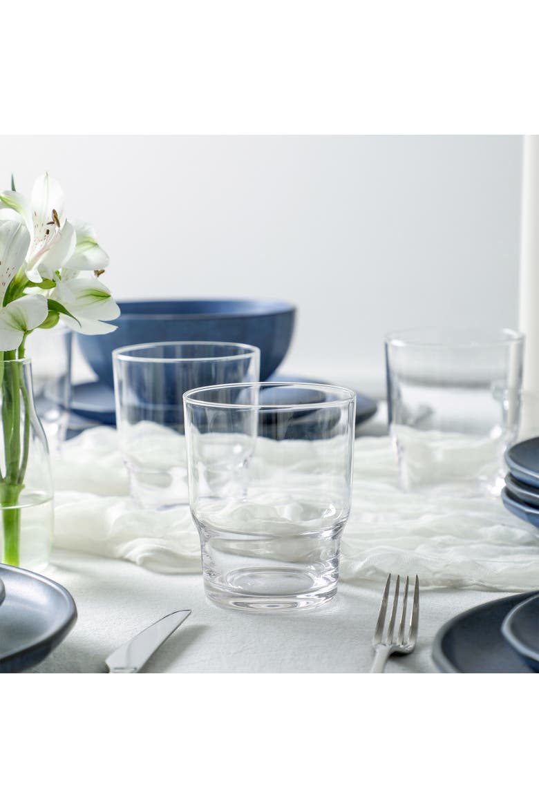Rio Stoneware 32-Piece Dinnerware Set with Glasses, Alternate, color, Blue
