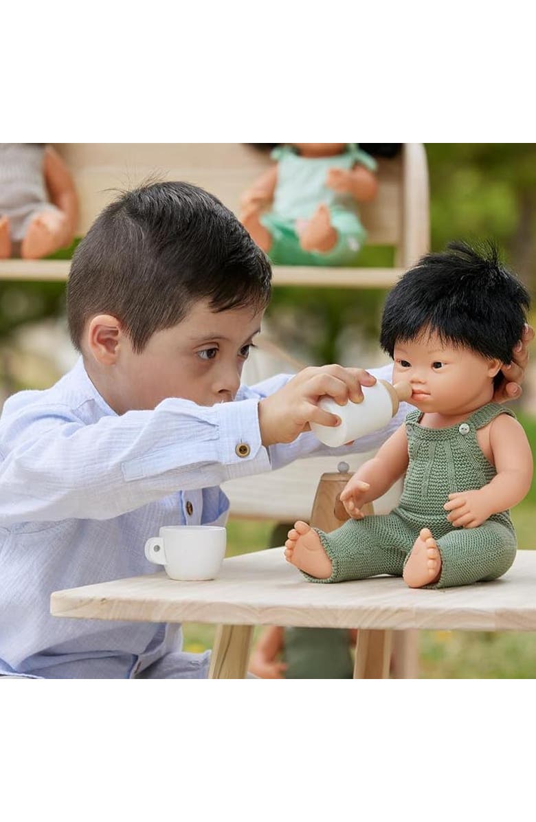 Miniland Wooden Feeding Set Doll Accessory Play Set, Alternate, color, Beige Multi