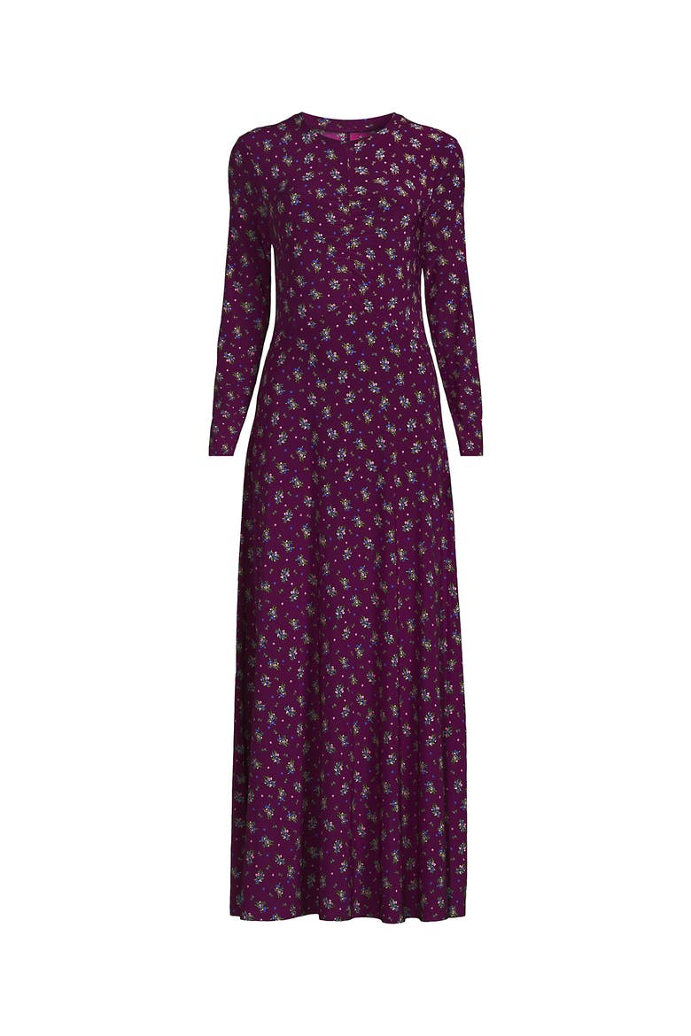 Silky Knit Ruched Maxi Dress, Alternate, color, Vivid Plum/Pear Floral