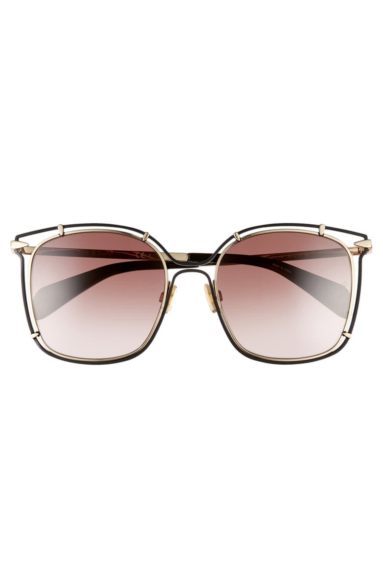 rag & bone 56mm Gradient Square Sunglasses, Alternate, color, Grey/ Brown/ Antique Gold