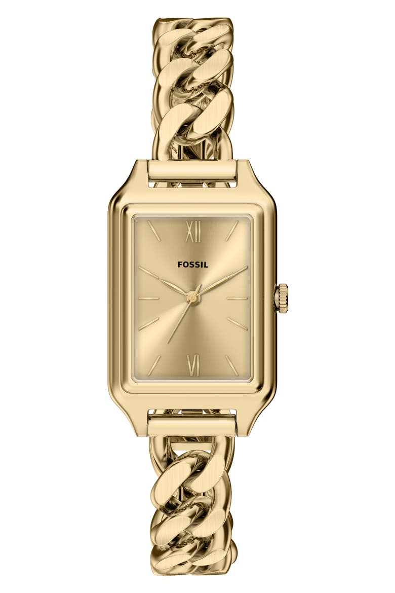 Raquel Tank Curb Chain Bracelet Watch, 23mm x 38mm, Main, color, GOLD
