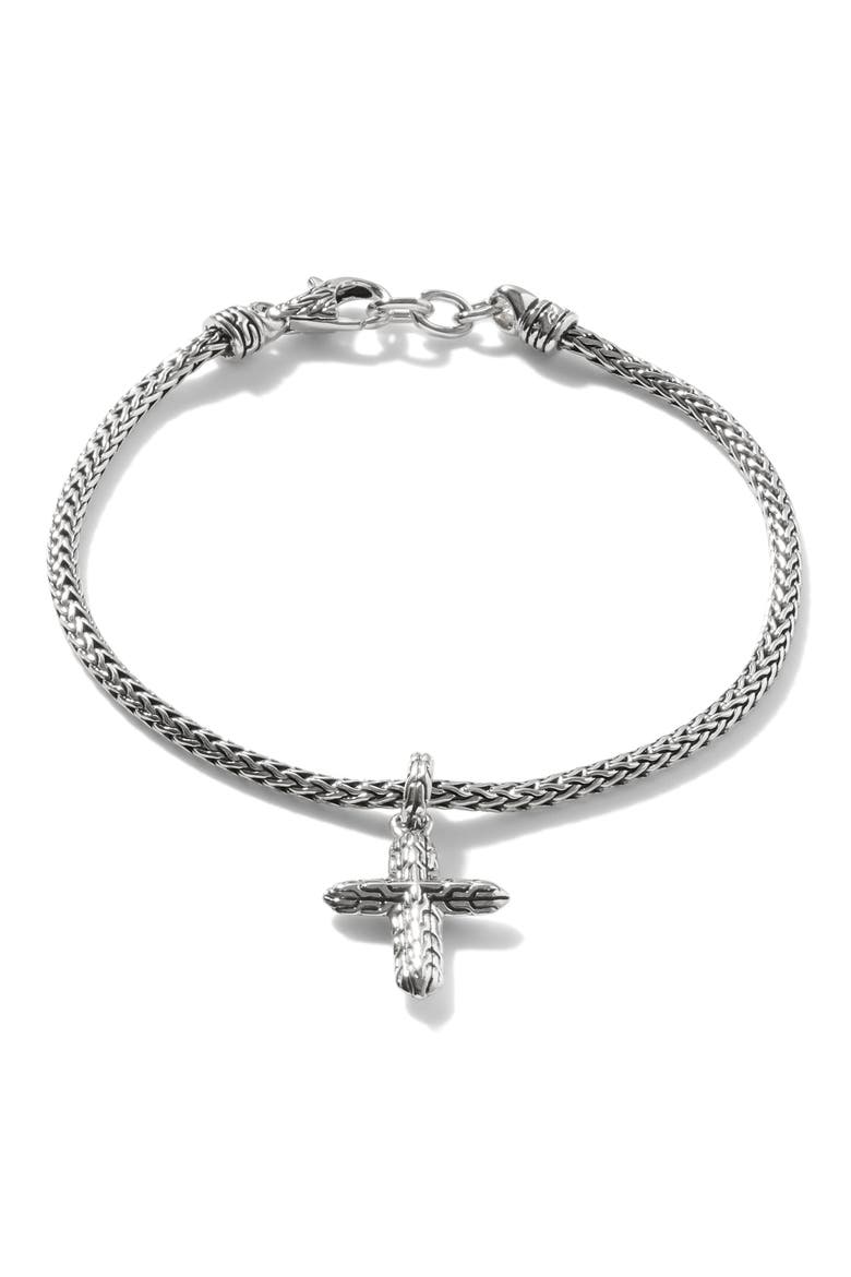 Cross Charm Bracelet, Sterling Silver, Alternate, color, SILVER