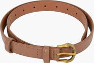 Modenaire Leather Belt with Textured Buckle and Classic Profile