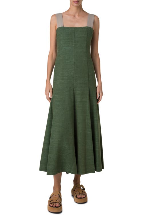AKRIS PUNTO AKRIS PUNTO SQUARE NECK SLEEVELESS SILK & COTTON MIDI DRESS