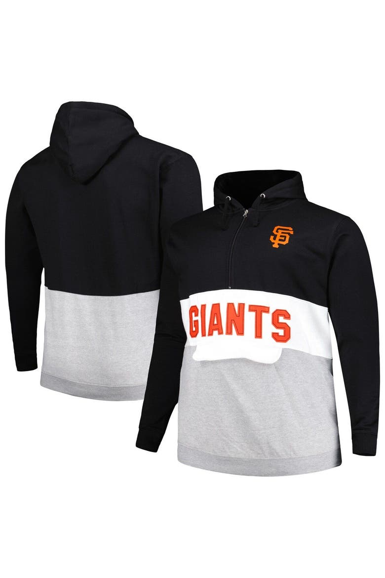 Men's Black/White San Francisco Giants Big & Tall Fleece Half-Zip Hoodie, Main, color, Black