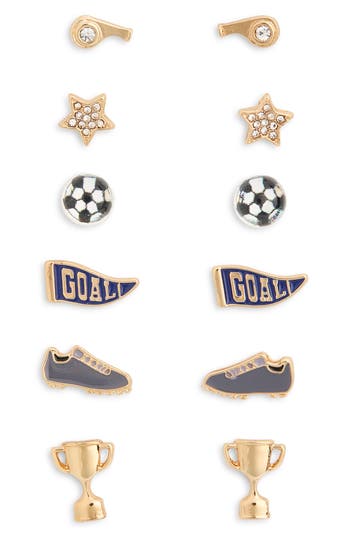Leith Set Of 6 Soccer Stud Earrings In Multi