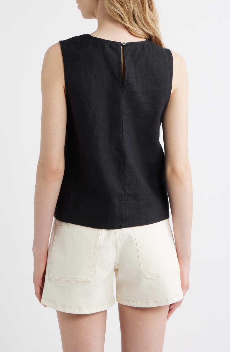 Madewell Suki Sleeveless Linen Top, Alternate, color, Jet Black