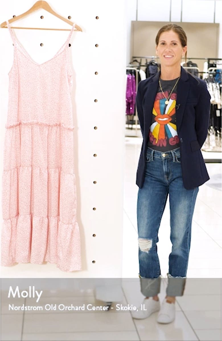 Floral Print Tiered Satin Slipdress, sales video thumbnail