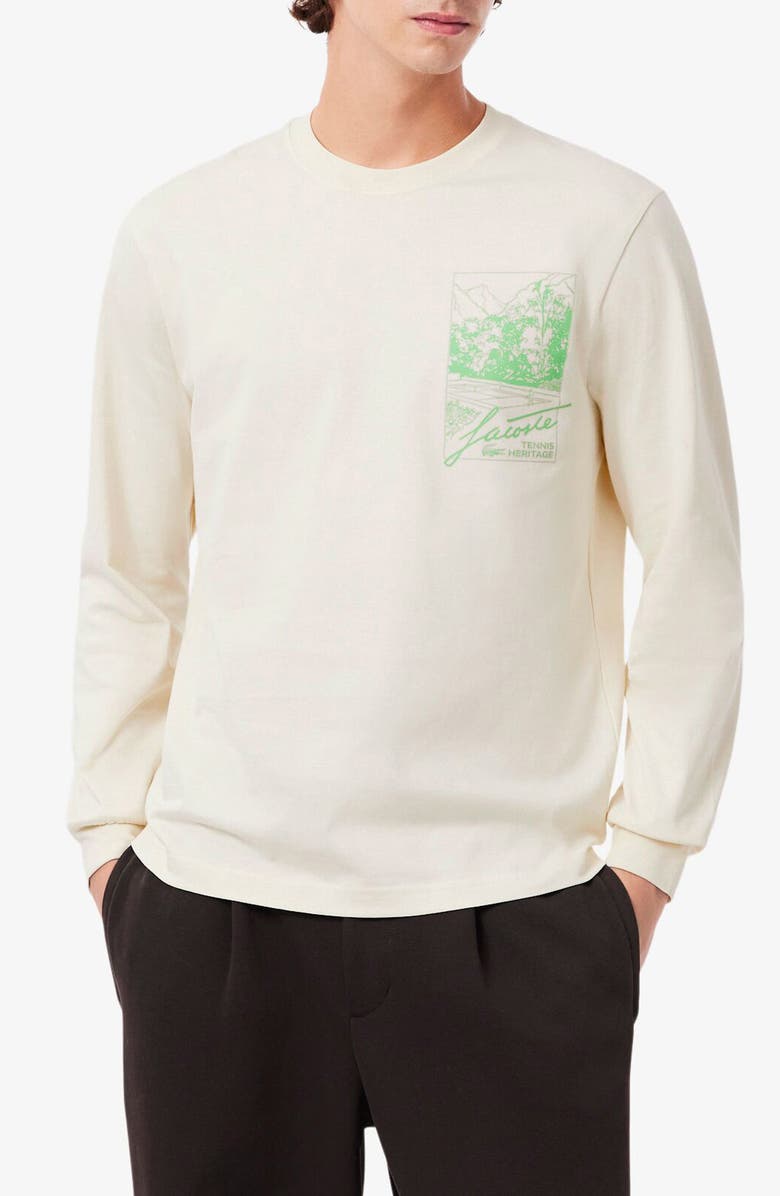 Lacoste Classic Fit Long Sleeve Cotton Graphic T-Shirt, Main, color, Lapland
