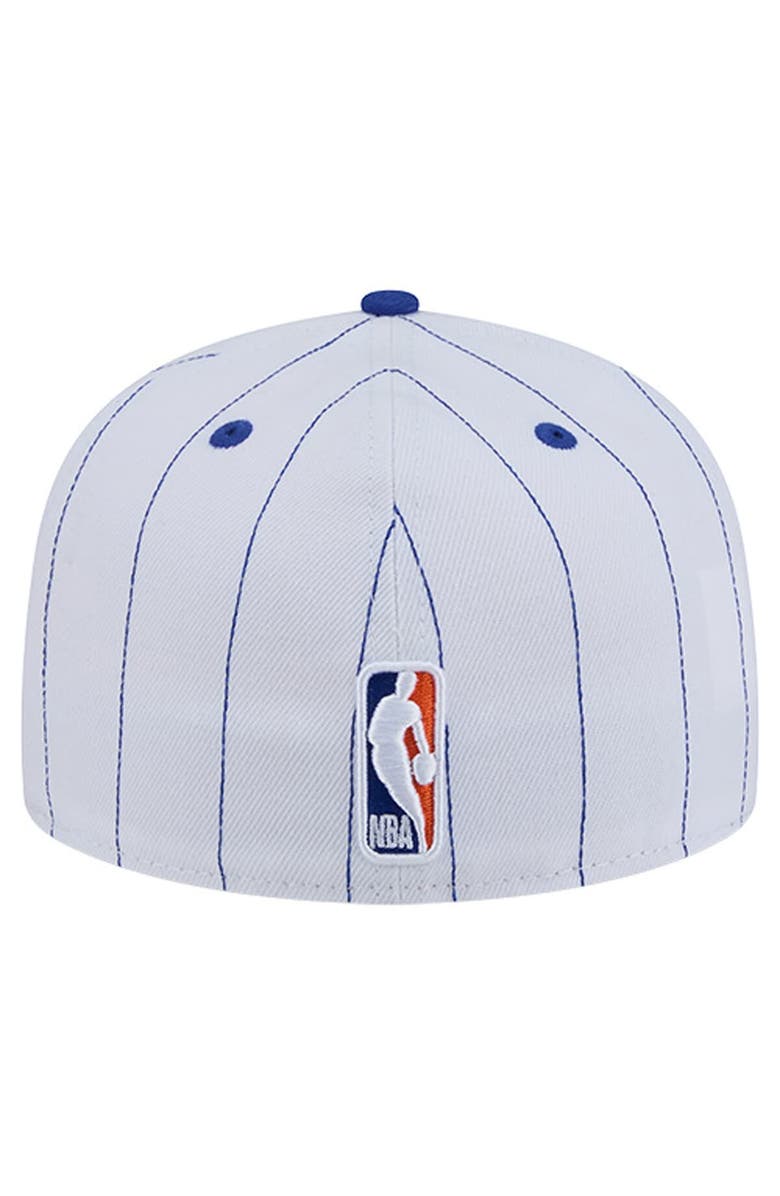 New Era Men's New Era  White New York Knicks Wordmark Pinstripe 59FIFTY Fitted Hat, Alternate, color, White
