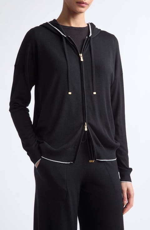 Tipped Merino Wool Zip Hoodie