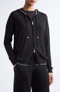 Eleventy Tipped Merino Wool Zip Hoodie