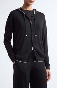 Eleventy Tipped Merino Wool Zip Hoodie
