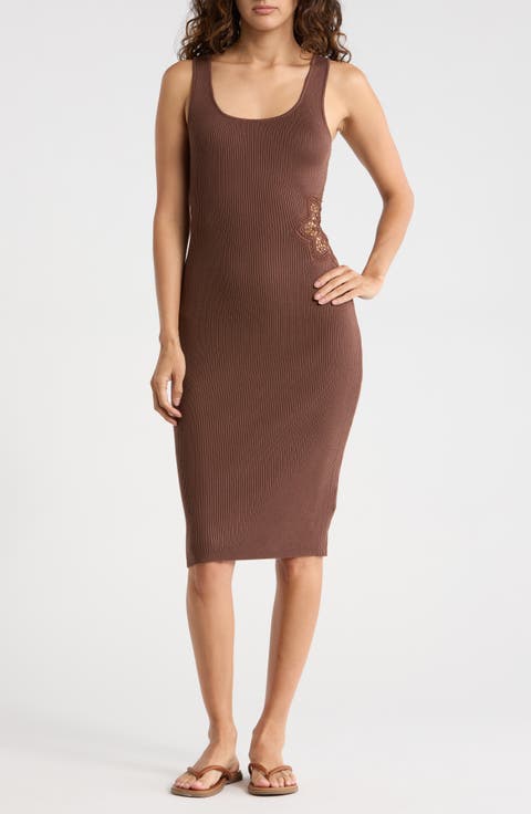 Sleeveless Floral Lace Cutout Midi Dress