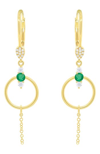 Meira T Emerald Open Circle Drop Earrings In Gold