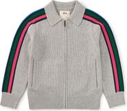 Tea Collection Stripe Sleeve Zip Sweater