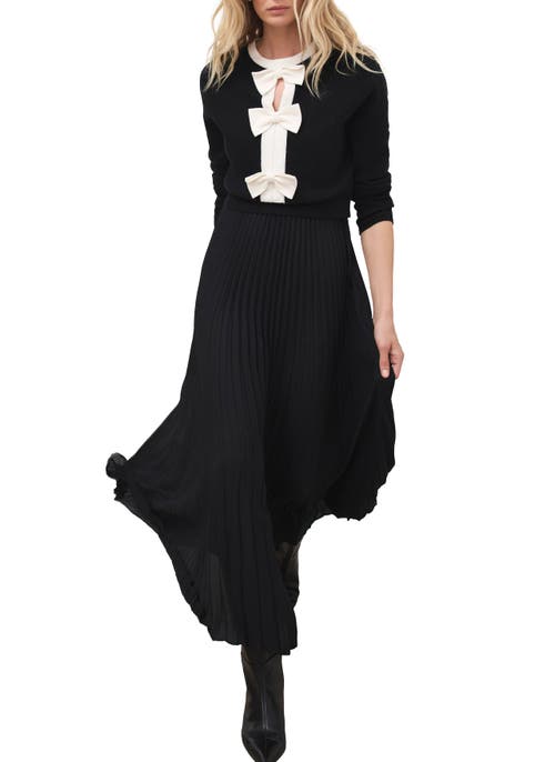 Mint Velvet Bow Detail Knit Maxi Dress In Black