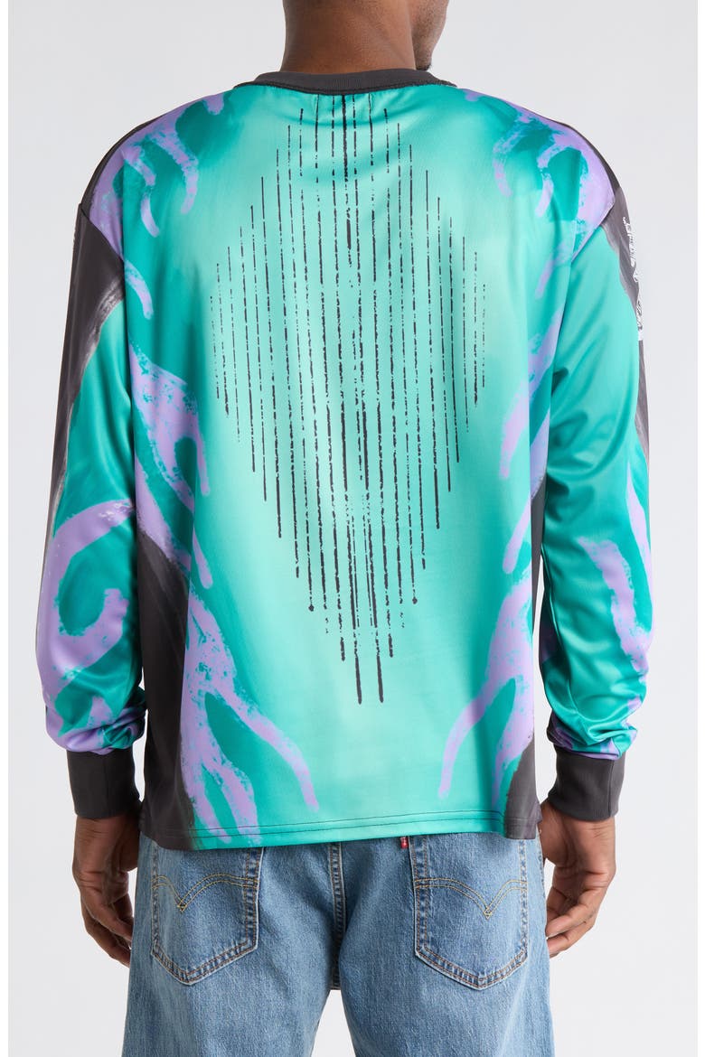 Flame Logo Detail Long Sleeve Top, Alternate, color, TEAL/PURPLE