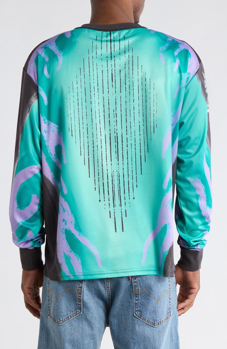 DIET STARTS MONDAY Flame Logo Detail Long Sleeve Top, Alternate, color, Teal/Purple