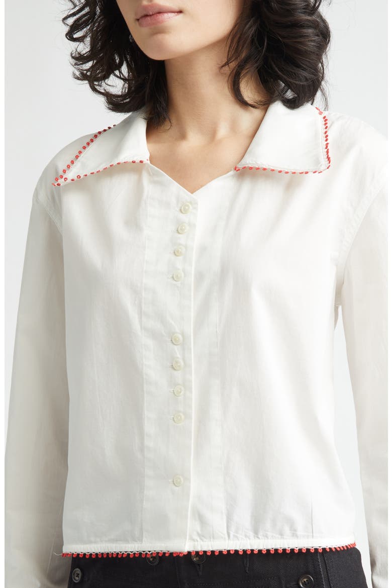 Redbud Cotton Poplin Button-Up Shirt, Alternate, color, WHITE