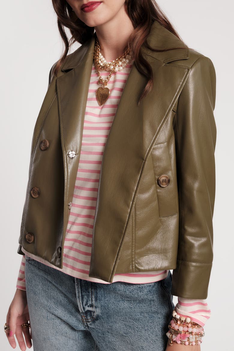 Moto Jacket Faux Leather, Alternate, color, Olive