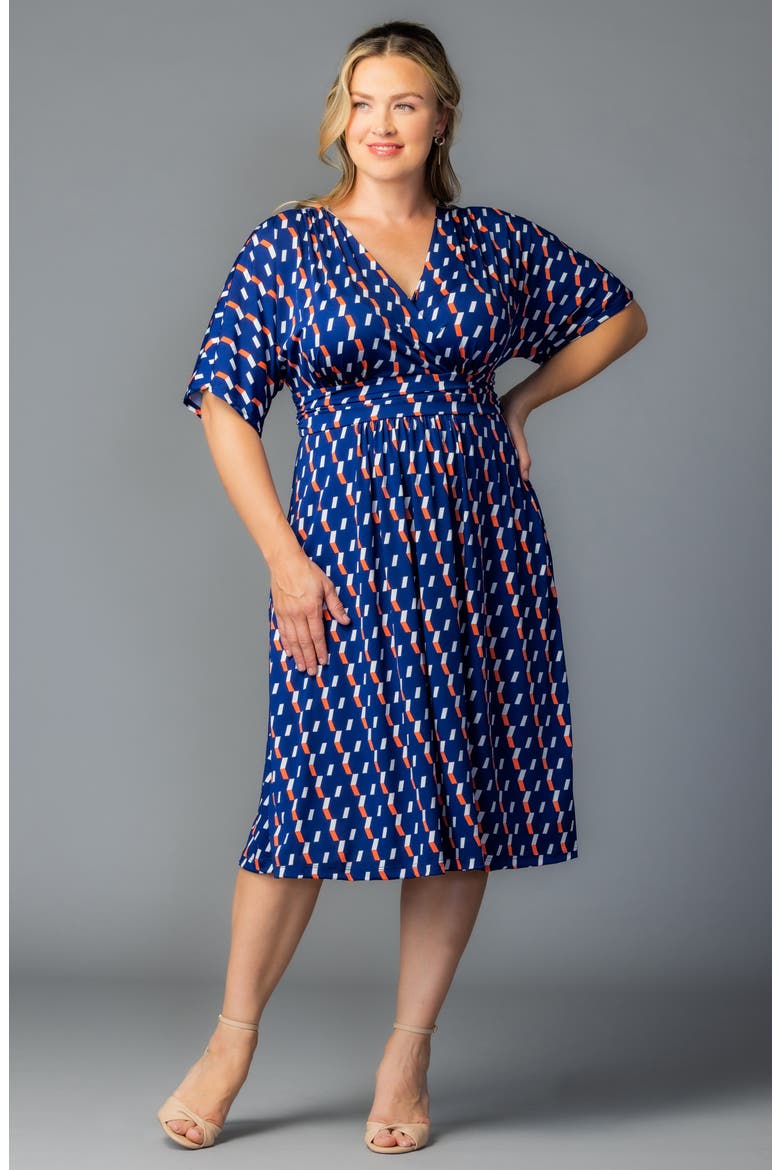 Gia Floral Midi Dress, Alternate, color, NAVY MULTI