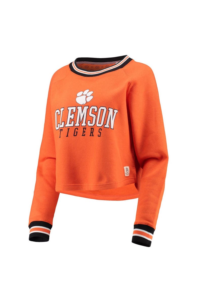 PRESSBOX Women's Pressbox Orange Clemson Tigers Cali Cozy Raglan Crop Pullover Sweatshirt, Alternate, color,