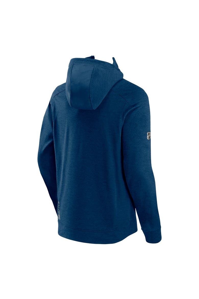 Men's Fanatics Branded Heather Deep Sea Blue Seattle Kraken Authentic Pro Road Tech Full-Zip Hoodie Jacket, Alternate, color, Navy