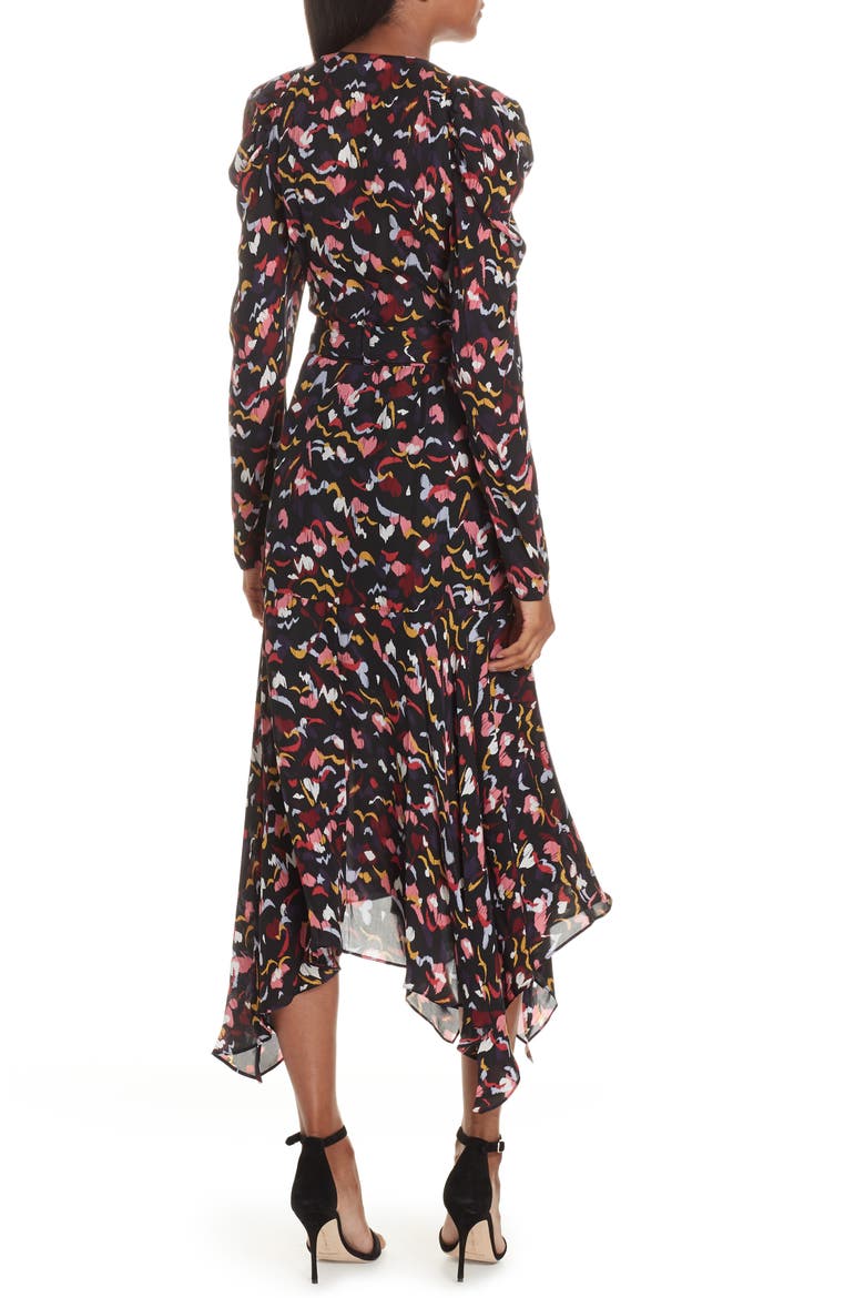 Tianna Silk Wrap Dress, Alternate, color, CORAL MULTI