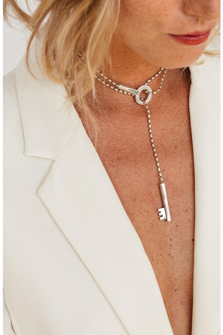 Key Sliding Necklace, Alternate, color, Silver
