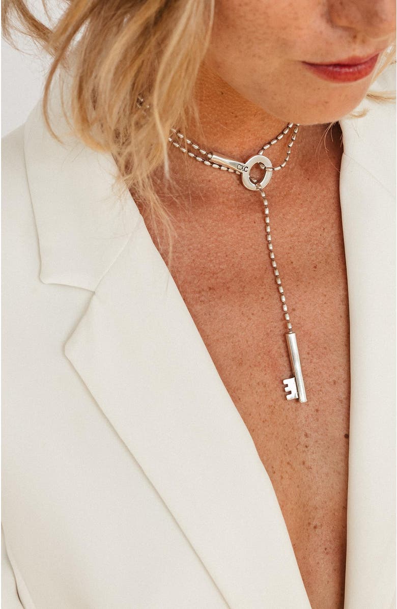 CXC Key Sliding Necklace, Alternate, color, Silver