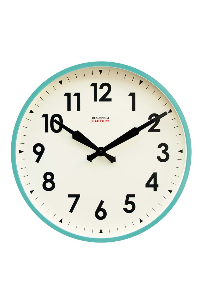 Factory Wall Clock (Nordstrom Exclusive), Main, color, TURQUOISE